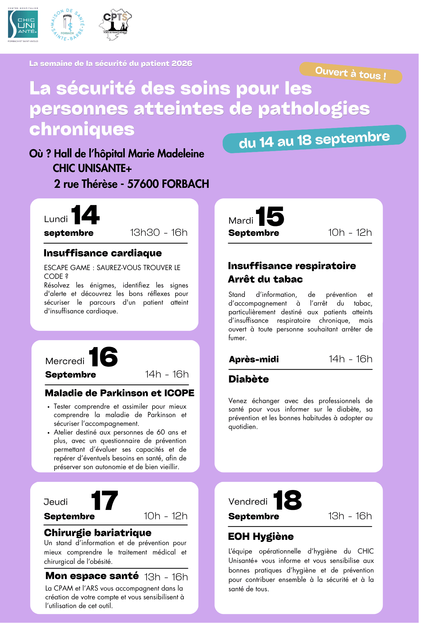 SEMAINE DE LA SECURITE DU PATIENT